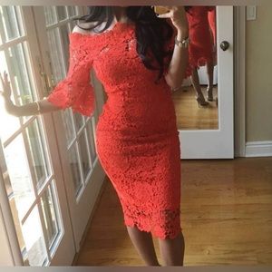 Red lace dress